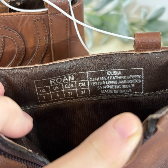 Roan Elsia Western short ankle boot brown leather women size 7 - Picture 9 of 11